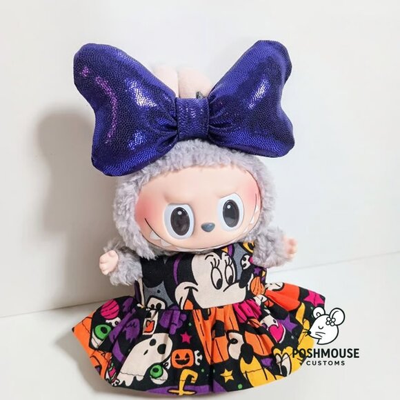 Labubu Halloween Minnie Mouse Ghost Dress with Oversized Bow Outfit - Picture 3 of 6